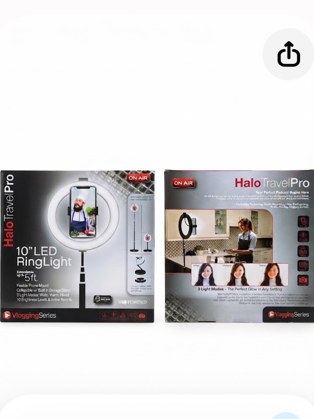 NIB Halo TravelPro 10" LED Ring Light - Black